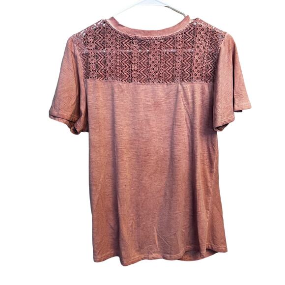 Jolt Junior's Crochet Shoulder Twist-Front Tee Shirt Top Size Large - Picture 6 of 14